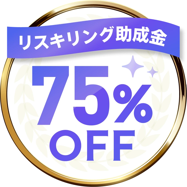 リスキリング助成金 75%OFF