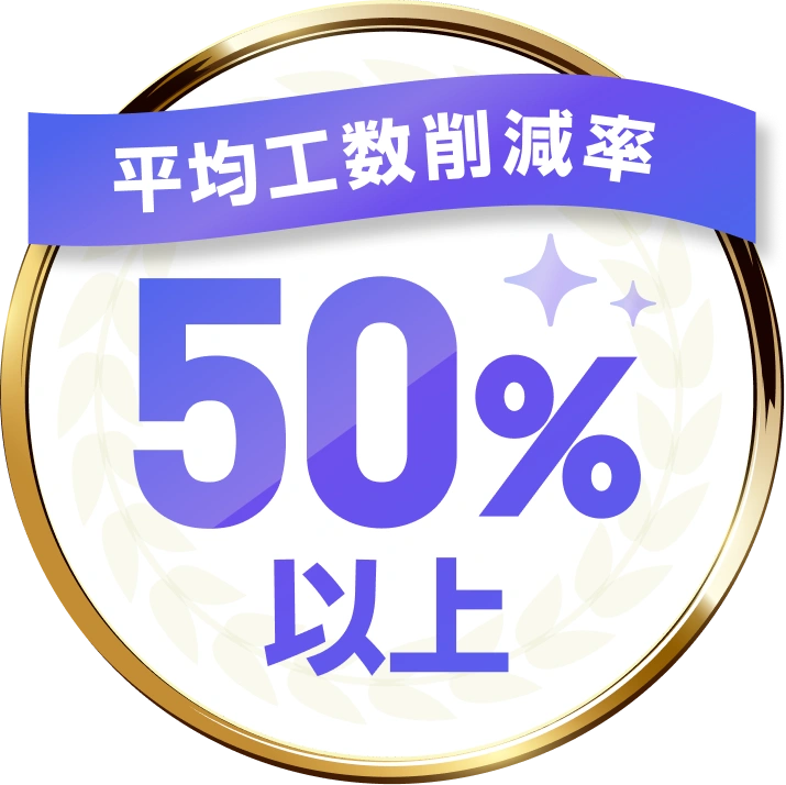平均工数削減率 50%以上